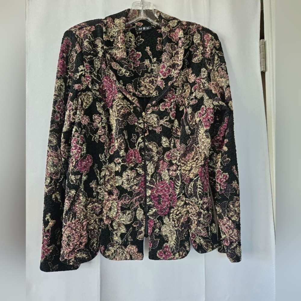 MSK vintage floral tapestry zip-up jacket size small